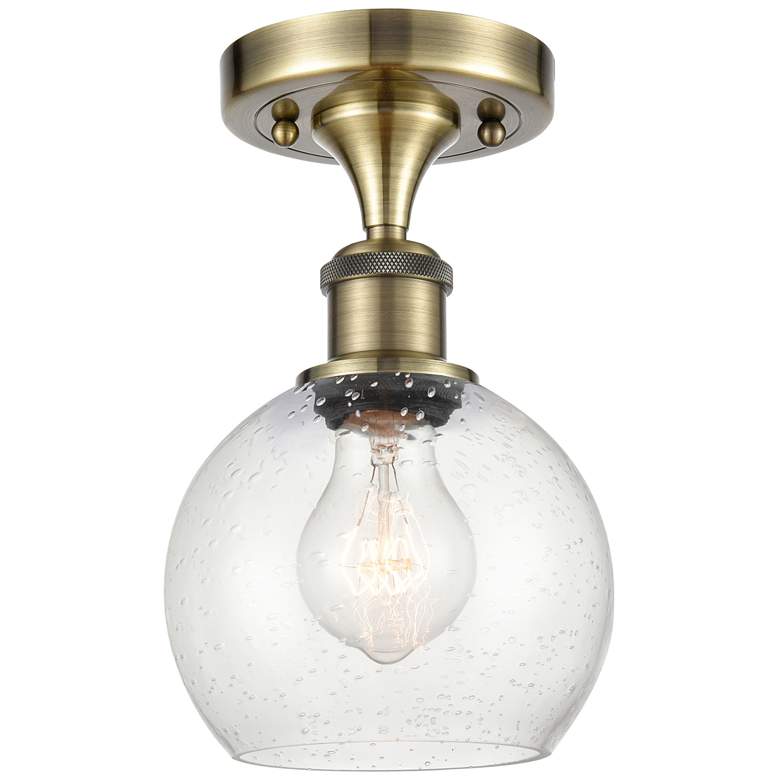 Image 1 Athens 6" LED Semi-Flush Mount - Antique Brass - Seedy Shade
