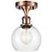 Athens  6" LED Semi-Flush Mount - Antique Copper - Clear Shade