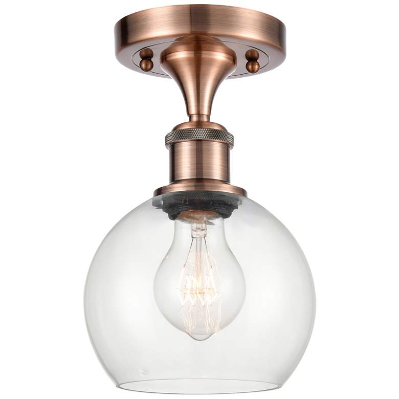 Image 1 Athens 6" LED Semi-Flush Mount - Antique Copper - Clear Shade