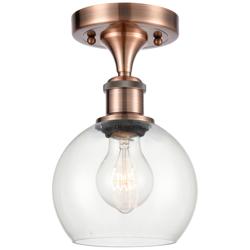 Athens  6" LED Semi-Flush Mount - Antique Copper - Clear Shade