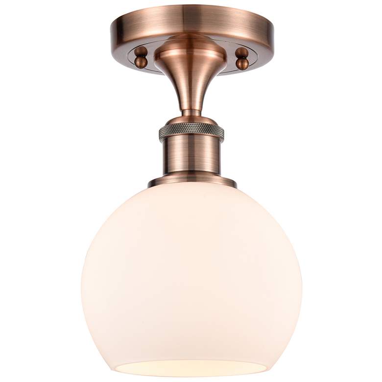 Image 1 Athens 6" LED Semi-Flush Mount - Antique Copper - Matte White Shade