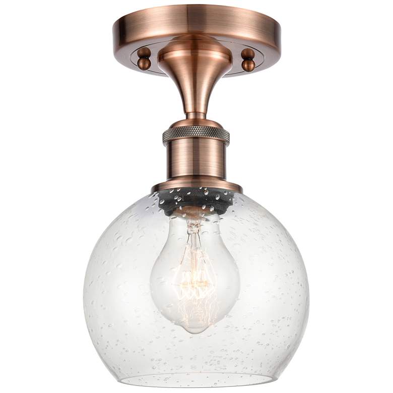 Image 1 Athens 6" LED Semi-Flush Mount - Antique Copper - Seedy Shade