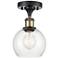 Athens 6" LED Semi-Flush Mount - Black Antique Brass - Clear Shade