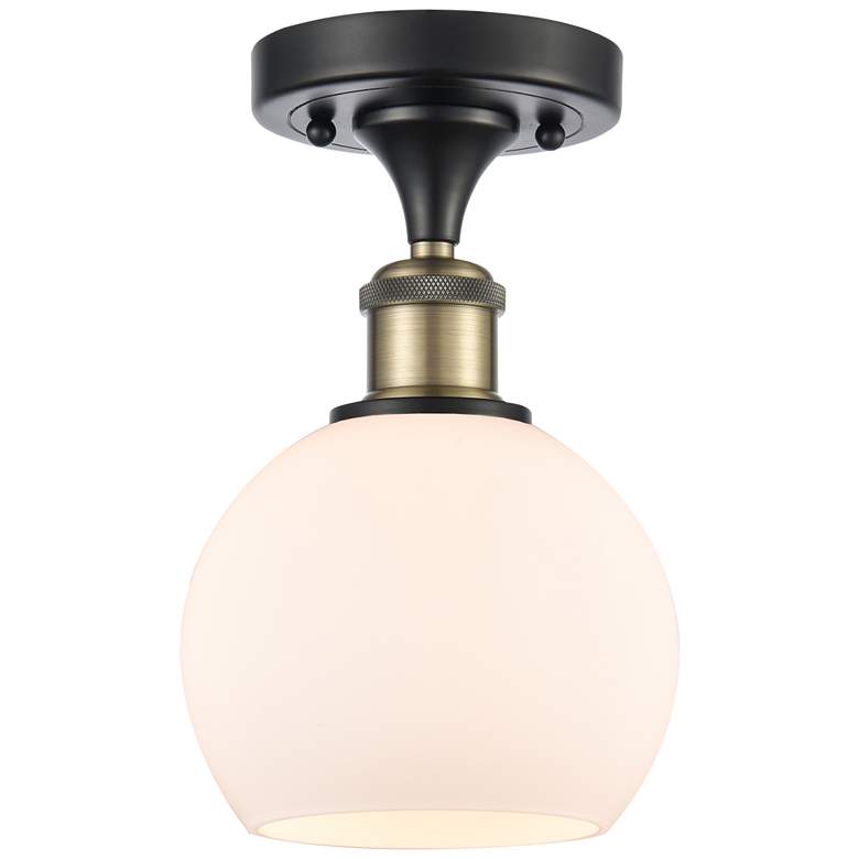 Image 1 Athens 6" LED Semi-Flush Mount - Black Antique Brass - Matte White Sh