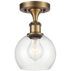Athens  6" LED Semi-Flush Mount - Brushed Brass - Clear Shade