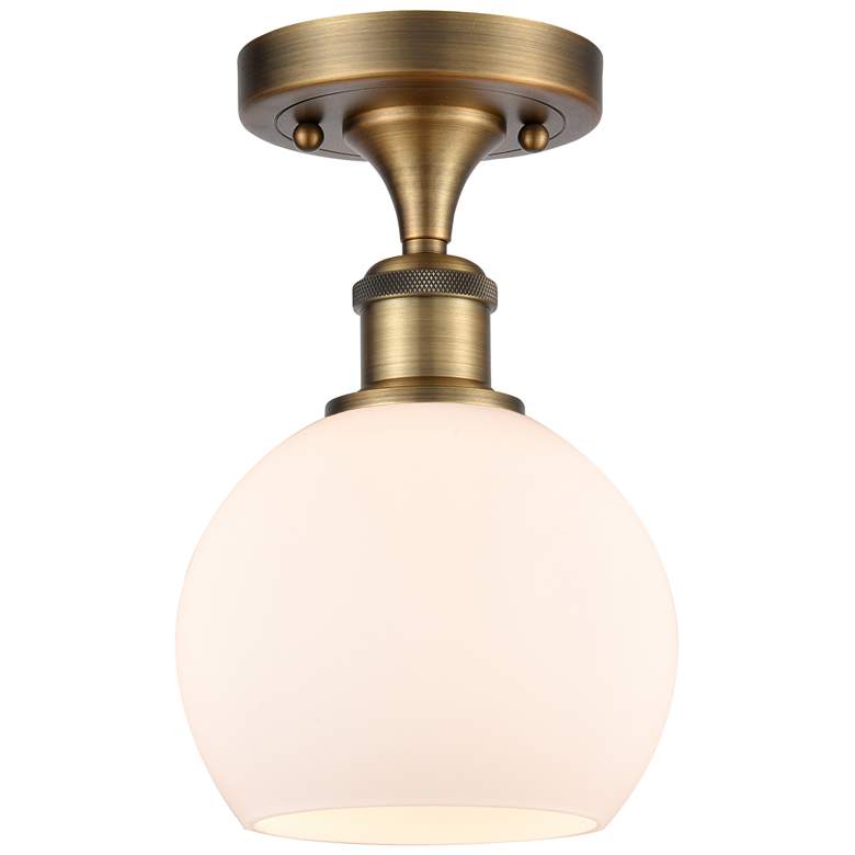 Image 1 Athens 6" LED Semi-Flush Mount - Brushed Brass - Matte White Shade