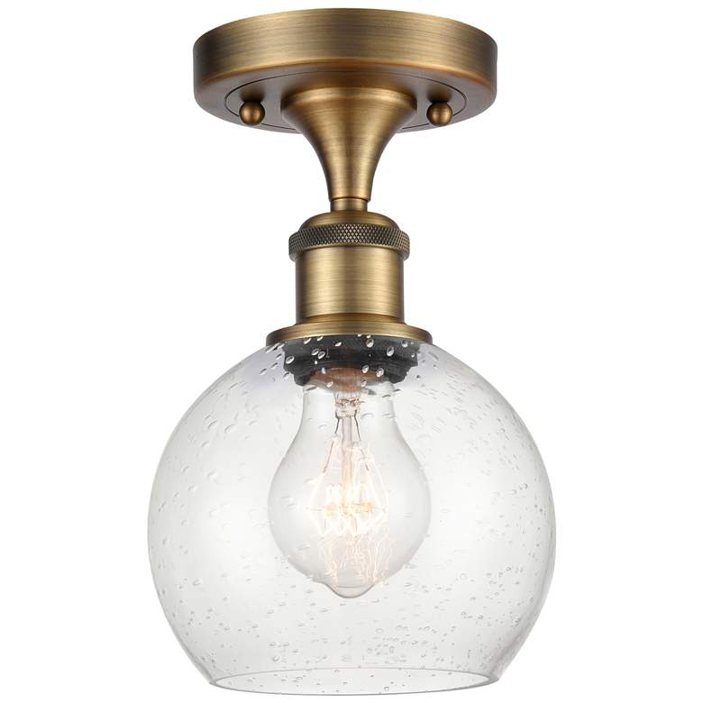 Image 1 Athens 6" LED Semi-Flush Mount - Brushed Brass - Seedy Shade