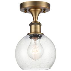 Athens  6" LED Semi-Flush Mount - Brushed Brass - Seedy Shade