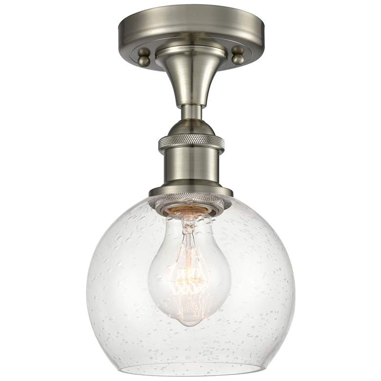 Image 1 Athens 6" LED Semi-Flush Mount - Brushed Satin Nickel - Seedy Shade