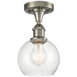 Athens  6" LED Semi-Flush Mount - Brushed Satin Nickel - Seedy Shade
