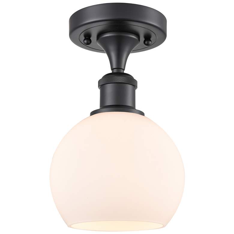 Image 1 Athens 6" LED Semi-Flush Mount - Matte Black - Matte White Shade