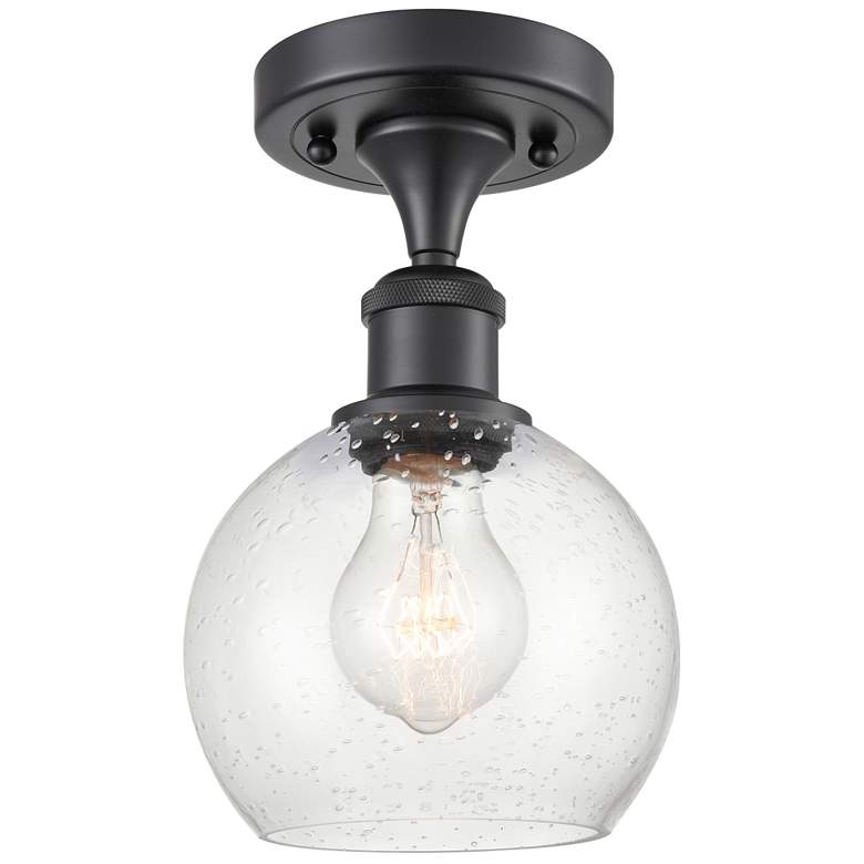 Image 1 Athens 6" LED Semi-Flush Mount - Matte Black - Seedy Shade