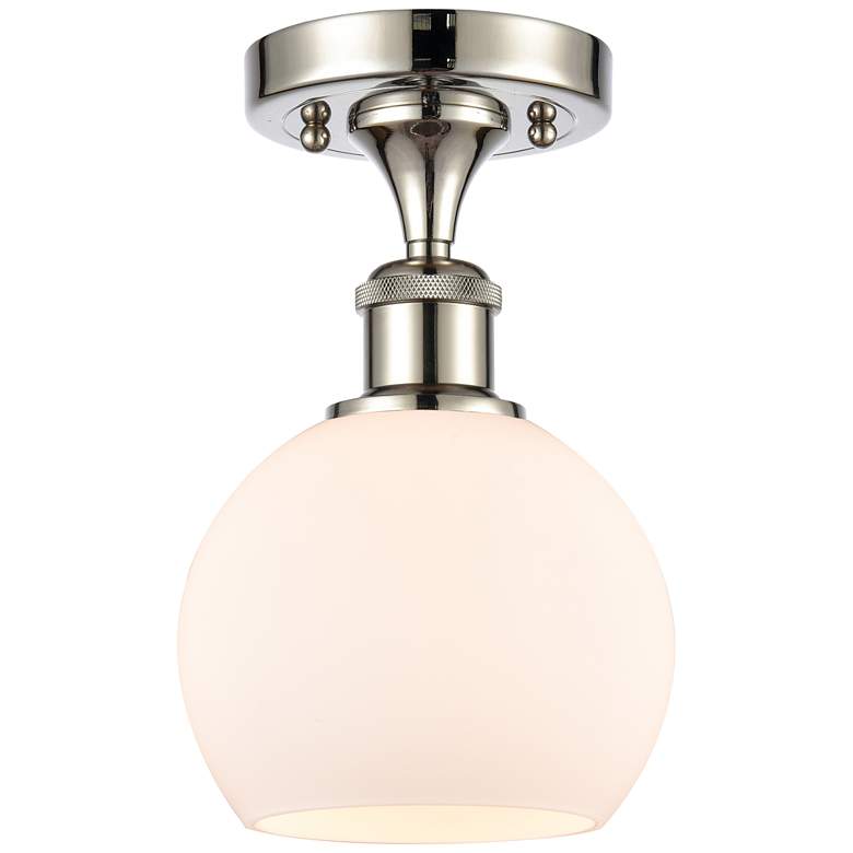 Image 1 Athens 6" LED Semi-Flush Mount - Polished Nickel - Matte White Shade