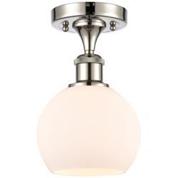 Athens  6" LED Semi-Flush Mount - Polished Nickel - Matte White Shade