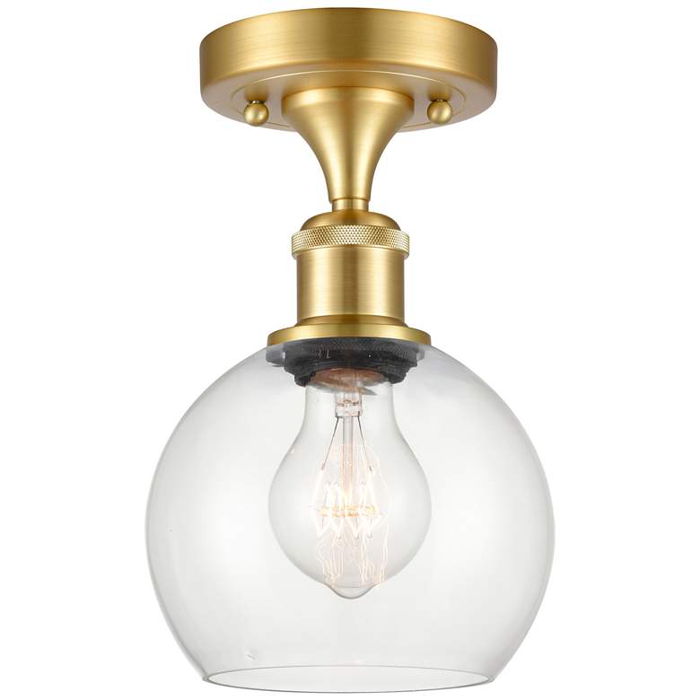 Image 1 Athens  6 inch LED Semi-Flush Mount - Satin Gold - Clear Shade