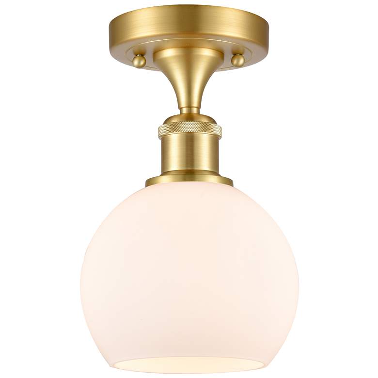 Image 1 Athens 6" LED Semi-Flush Mount - Satin Gold - Matte White Shade