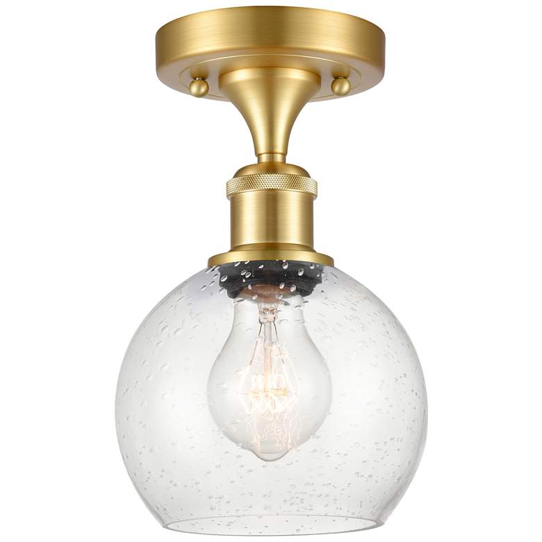 Image 1 Athens  6 inch LED Semi-Flush Mount - Satin Gold - Seedy Shade