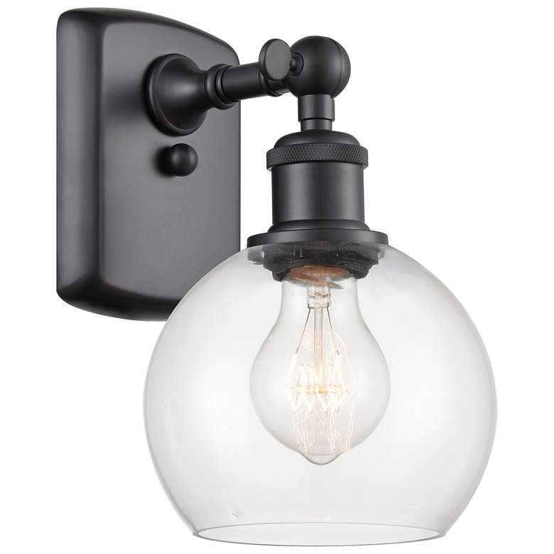 Image 1 Athens 6" Matte Black LED Sconce With Clear Shade