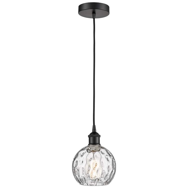 Image 1 Athens 6 inch Matte Black Mini Pendant w/ Clear Water Glass Shade