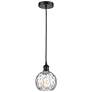 Athens 6" Matte Black Mini Pendant w/ Clear Water Glass Shade