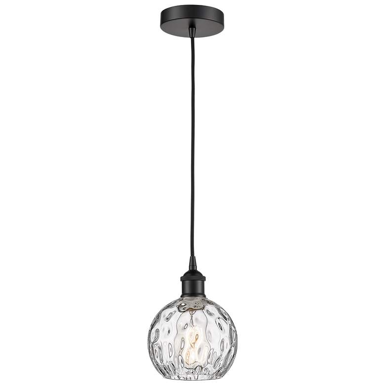 Image 1 Athens 6" Matte Black Mini Pendant w/ Clear Water Glass Shade
