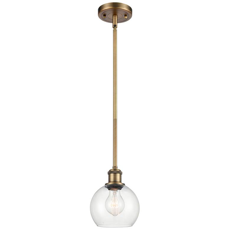 Image 1 Athens 6" Mini Pendant - Brushed Brass - Clear Shade