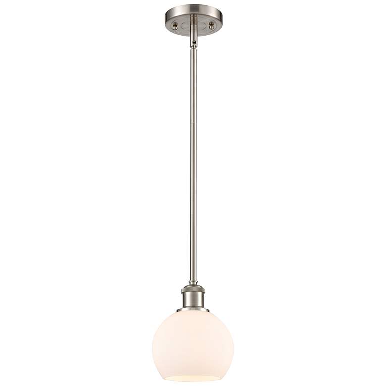 Image 1 Athens 6" Mini Pendant - Brushed Satin Nickel - Matte White Shade