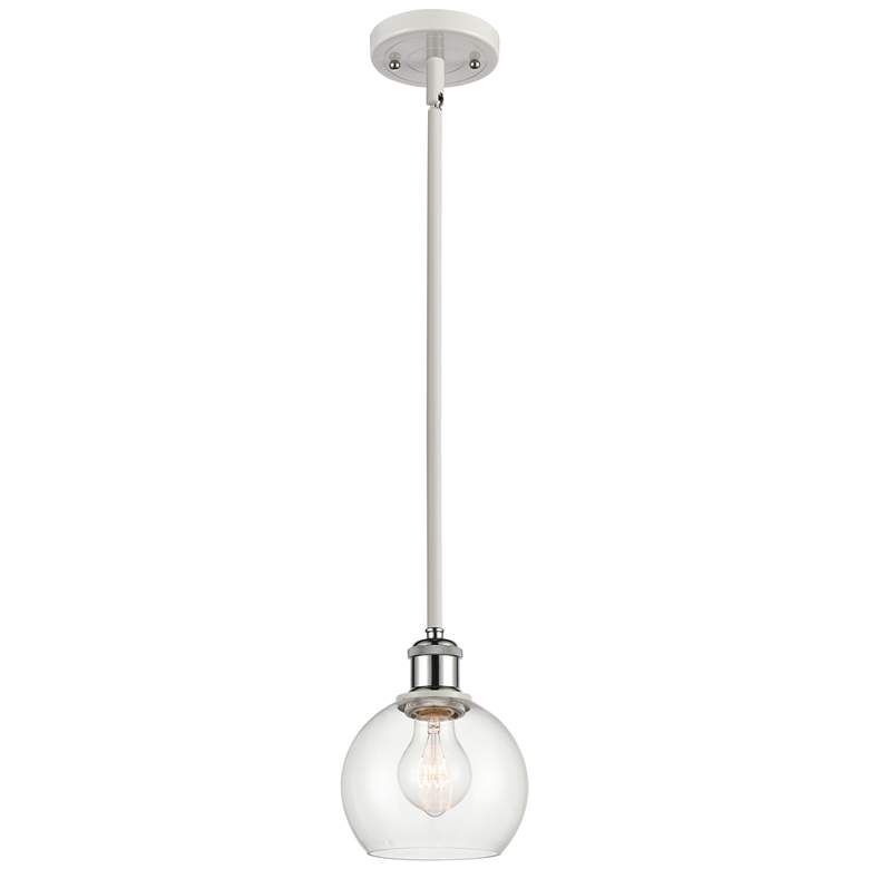 Image 1 Athens 6 inch Mini Pendant - White and Polished Chrome - Clear Shade