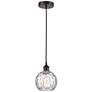 Athens 6" Oil Rubbed Bronze Mini Pendant w/ Clear Water Glass Shade