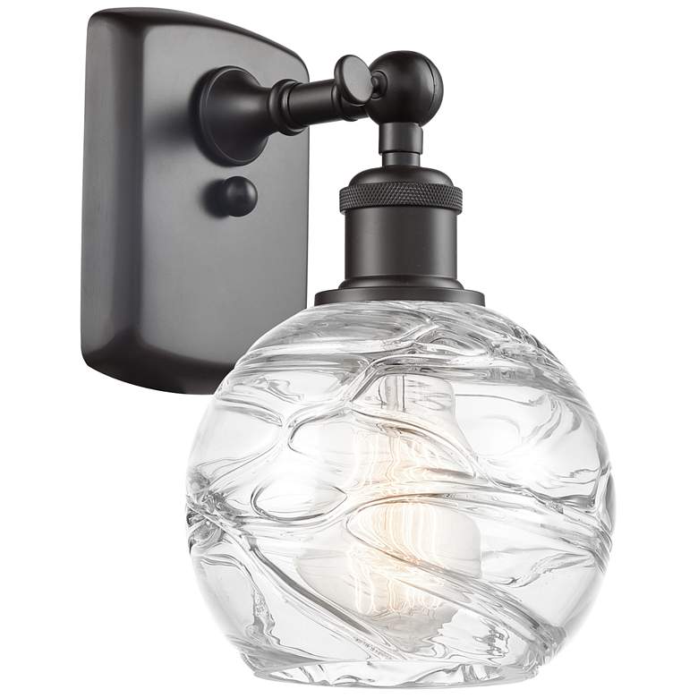 Image 1 Athens 6" Oil Rubbed Bronze Sconce w/ Clear Deco Swirl Shade