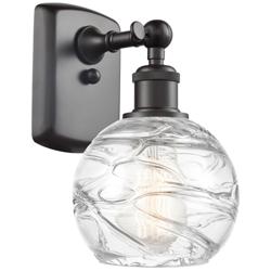 Athens 6" Oil Rubbed Bronze Sconce w/ Clear Deco Swirl Shade