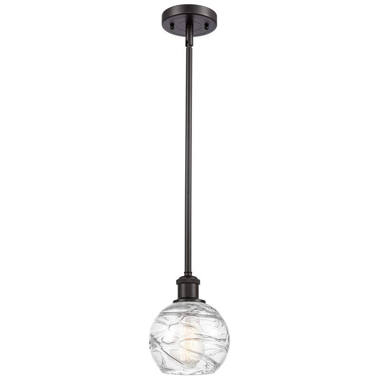 Image 1 Athens 6" Oil Rubbed Bronze Stem Hung Mini Pendant w/ Deco Swirl Shade