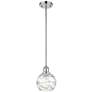Athens 6" Polished Chrome Stem Hung Mini Pendant w/ Clear Deco Swirl S