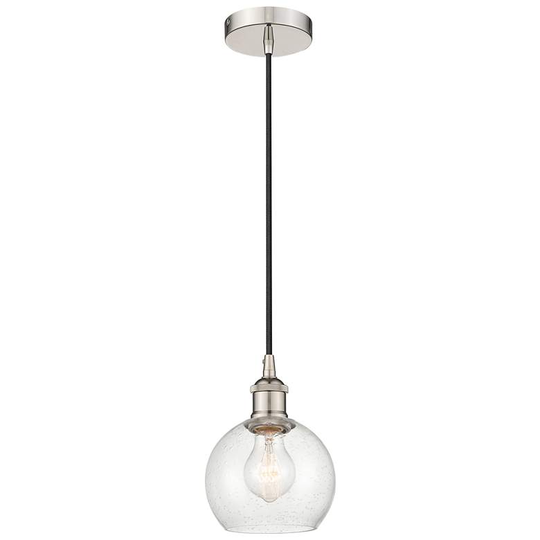 Image 1 Athens 6" Polished Nickel Mini Pendant w/ Seedy Shade
