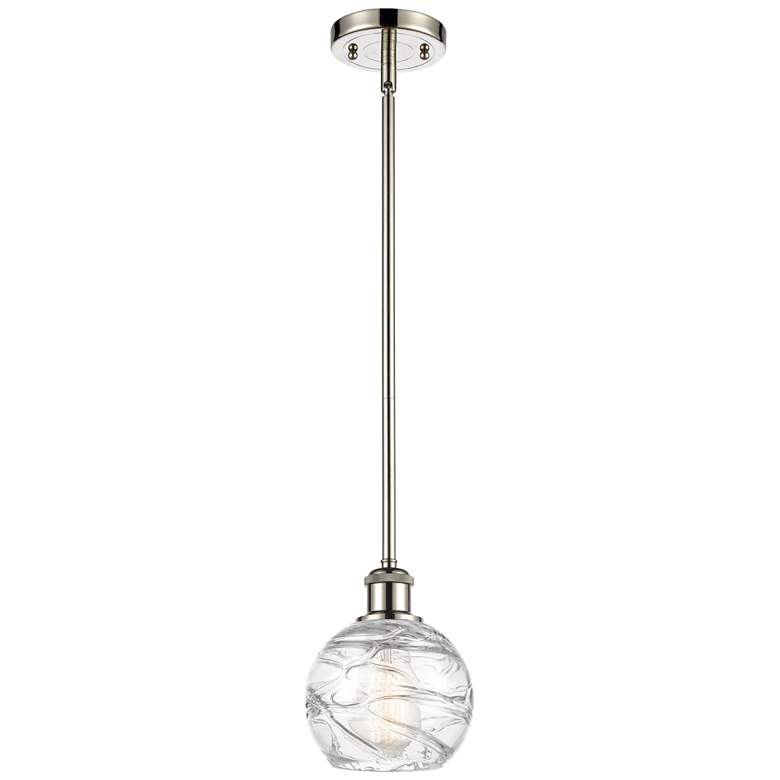 Image 1 Athens 6" Polished Nickel Stem Hung Mini Pendant w/ Clear Deco Swirl S