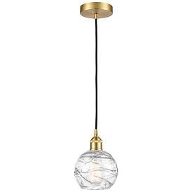 Image1 of Athens 6" Satin Gold Mini Pendant w/ Clear Deco Swirl Shade