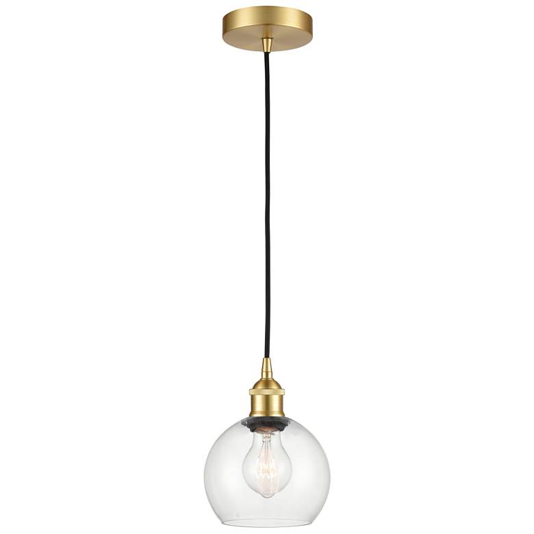 Image 1 Athens 6" Satin Gold Mini Pendant w/ Clear Shade