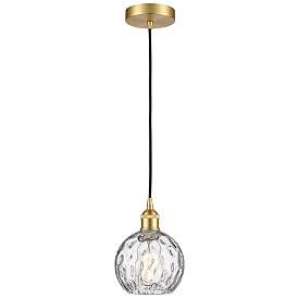 Image1 of Athens 6" Satin Gold Mini Pendant w/ Clear Water Glass Shade