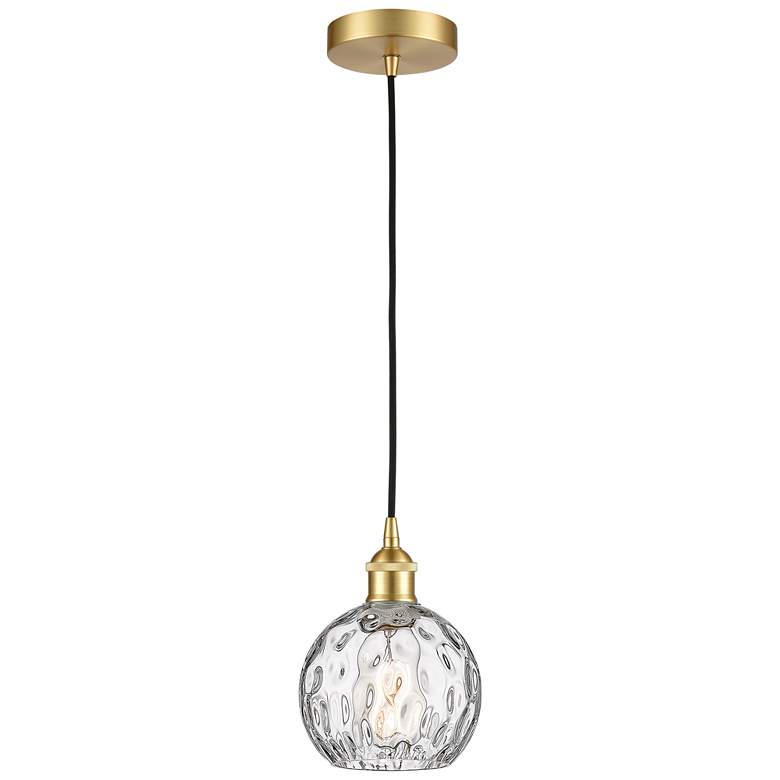 Image 1 Athens 6 inch Satin Gold Mini Pendant w/ Clear Water Glass Shade