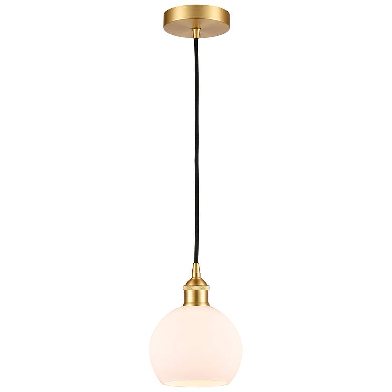 Image 1 Athens 6" Satin Gold Mini Pendant w/ Matte White Shade