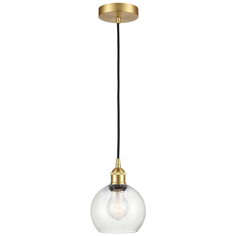 Image 1 Athens 6" Satin Gold Mini Pendant w/ Seedy Shade