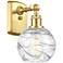 Athens 6" Satin Gold Sconce w/ Clear Deco Swirl Shade