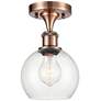 Athens  6" Semi-Flush Mount - Antique Copper - Clear Shade