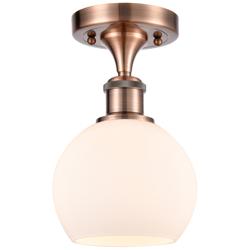 Athens  6" Semi-Flush Mount - Antique Copper - Matte White Shade