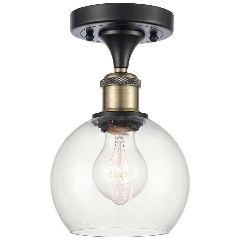Image 1 Athens 6" Semi-Flush Mount - Black Antique Brass - Clear Shade