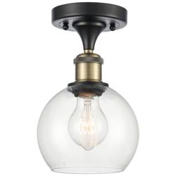 Athens  6" Semi-Flush Mount - Black Antique Brass - Clear Shade