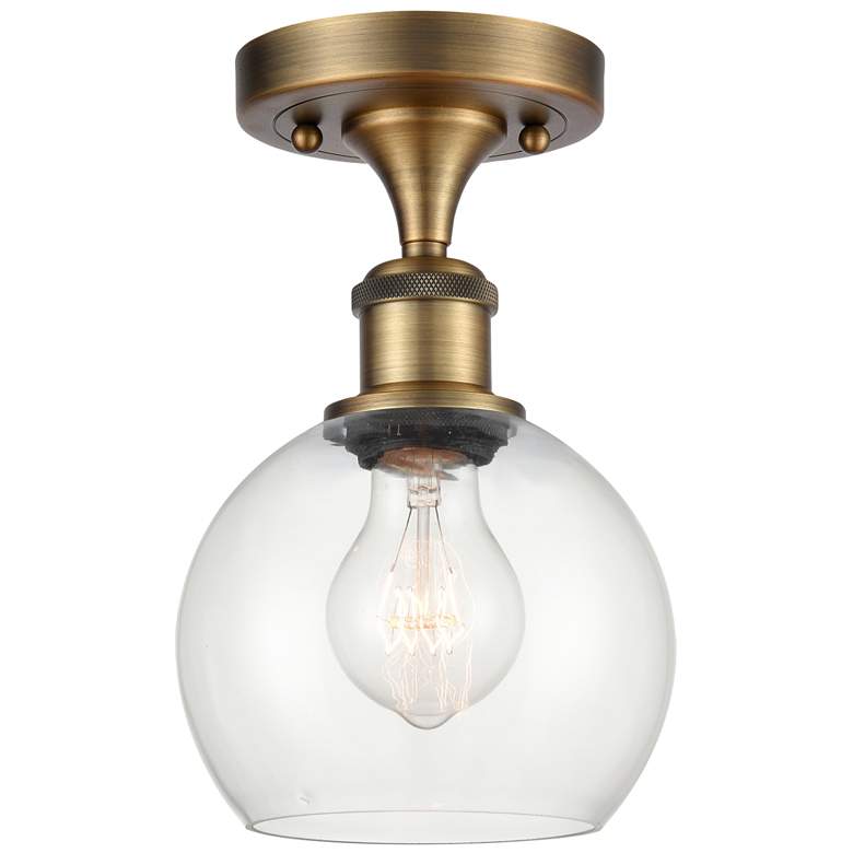 Image 1 Athens  6 inch Semi-Flush Mount - Brushed Brass - Clear Shade