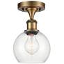 Athens  6" Semi-Flush Mount - Brushed Brass - Clear Shade