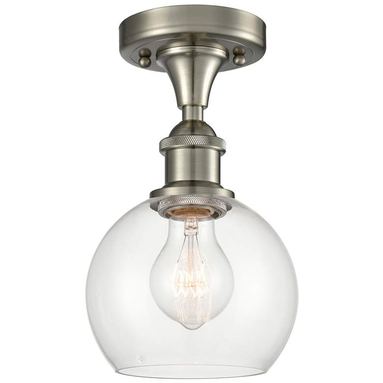 Image 1 Athens 6" Semi-Flush Mount - Brushed Satin Nickel - Clear Shade