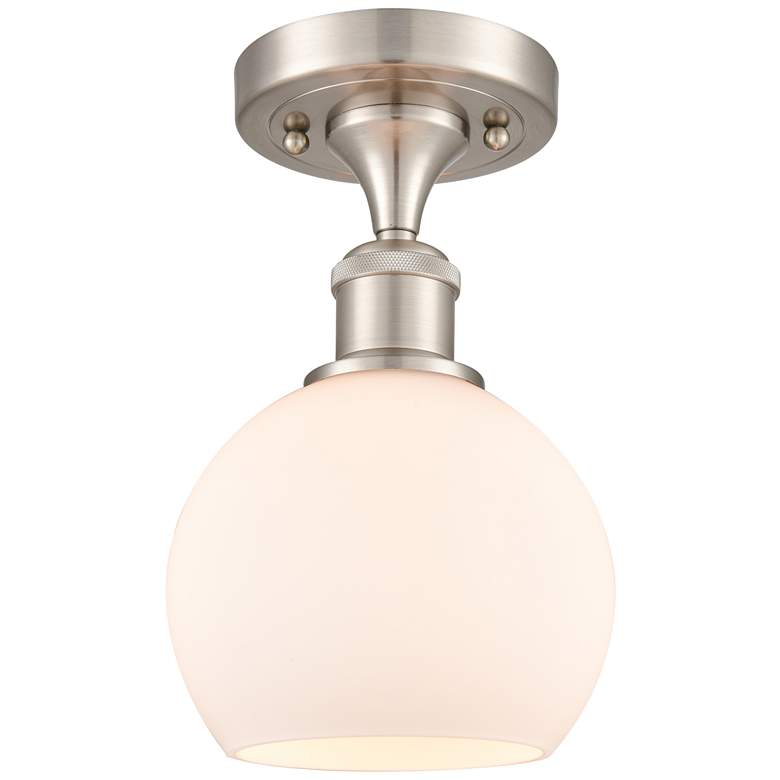 Image 1 Athens 6" Semi-Flush Mount - Brushed Satin Nickel - Matte White Shade